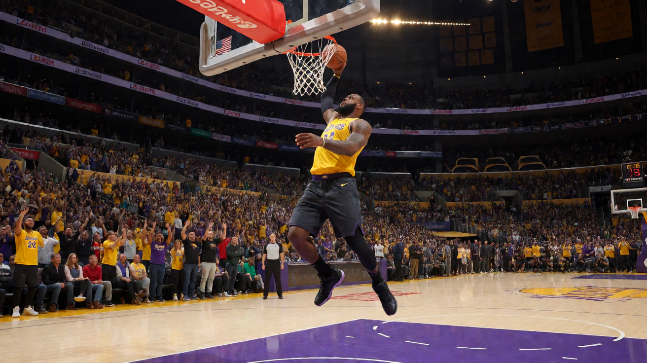 NBA篮球比赛现场球员扣篮精彩瞬间